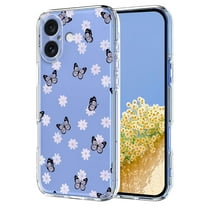 Compatible with iPhone 16e Case Clear with Flower Design, Cute Soft Silicone TPU Floral Aesthetic Women Girls Transparent Protective Shockproof Anti-Scratch Anti-Yellow Phone Cover, C
