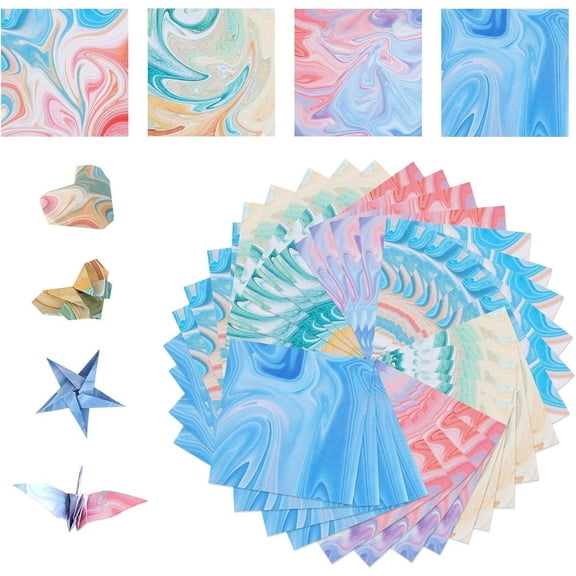 JUMRHFAN Origami Paper Colour Gradient, 400 Sheets Square Origami Paper Double-Sided 4 Styles Craft Paper Colourful Craft Paper Pattern 9.5 x 9.5 cm for DIY Craft Projects Crafts Children and Adults