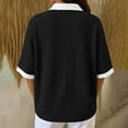 thumbnail image 6 of Hurxie Women's Old Money Half Button Golf Shirts Elegant Collared Tops with Pocket Black,2XL, 6 of 8