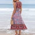 thumbnail image 4 of QUNYINEY Floral Sundresses for Women Beach Long Sleeveless Flowy Tank Dress Summer A Line Crew Neck Loose Fit Dresses, 4 of 5