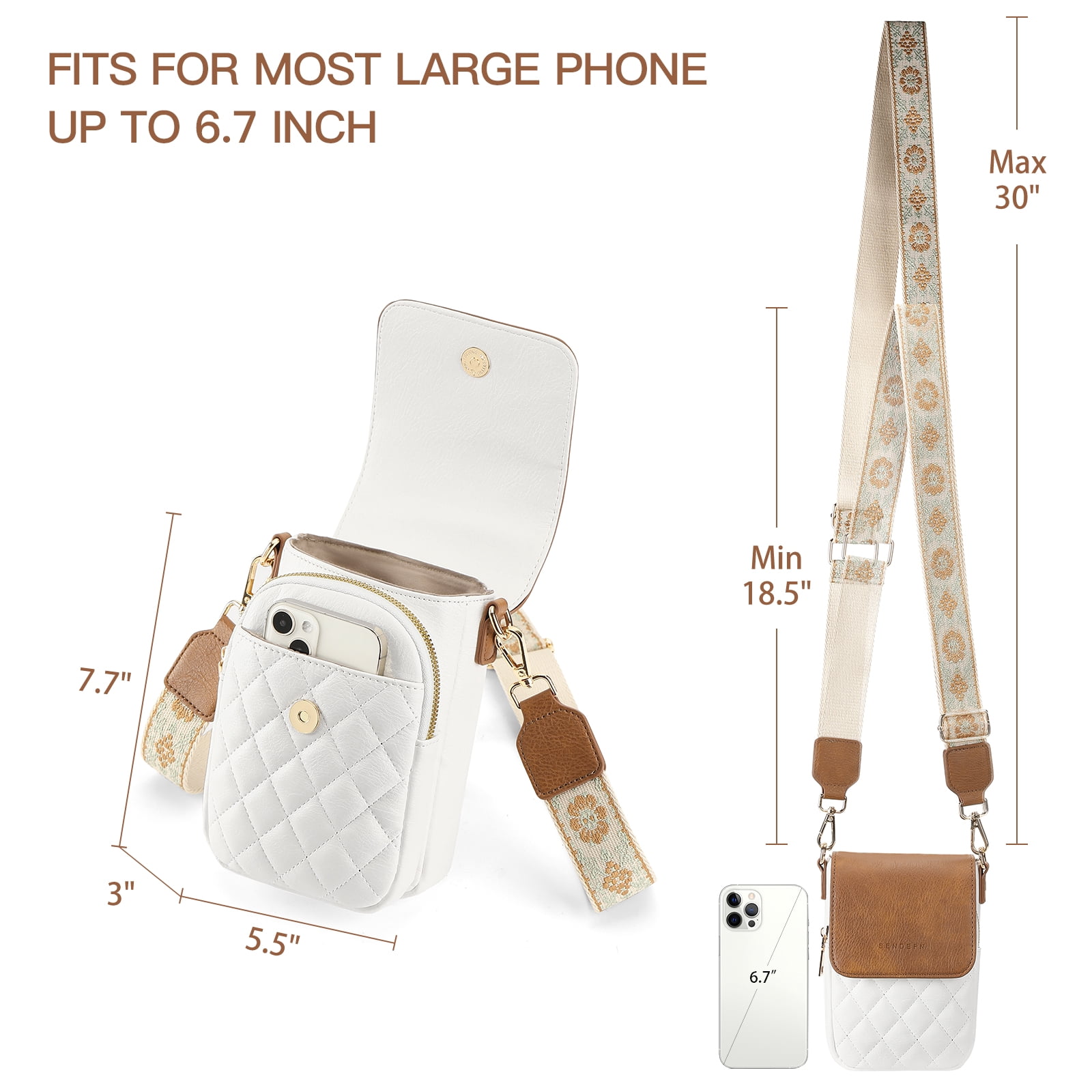 KALUNMA Crossbody Bags for Women Trendy Leather Triple Compartment Cell Phone Shoulder Wallet Purses with Card Slots
