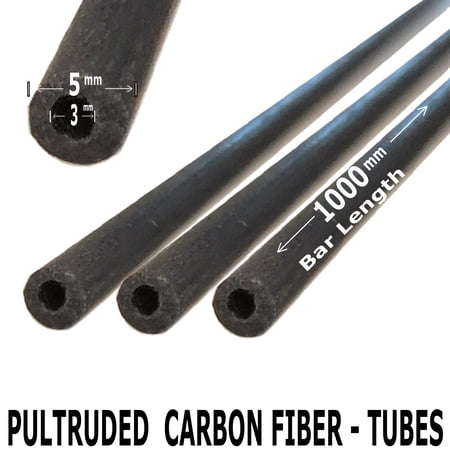 4 Piece - 5mm x 3mm x 1000mm Carbon Fiber Tube - Pultruded Round Tube. Super High Strength for RC Hobbies  Drones  Special Projects