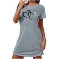 thumbnail image 2 of Sakmal Womens Moomoo Nightgowns Soft Valentines Love Short Sleeve Sleep Dress Heart Print Short Womens Nightgown 2X, 2 of 5