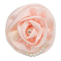 Uxcell Fabric Flower Brooches Exquisite Silk Pearl Rose Corsage Floral Pins for Women Pink