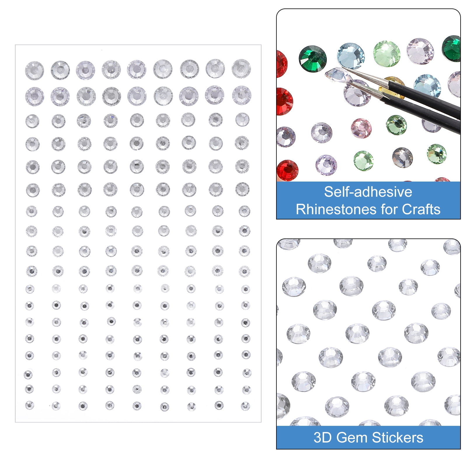 Unique Bargains Stylish Rhinestone Stickers Self Adhesive Acrylic Bling Face Gems Clear