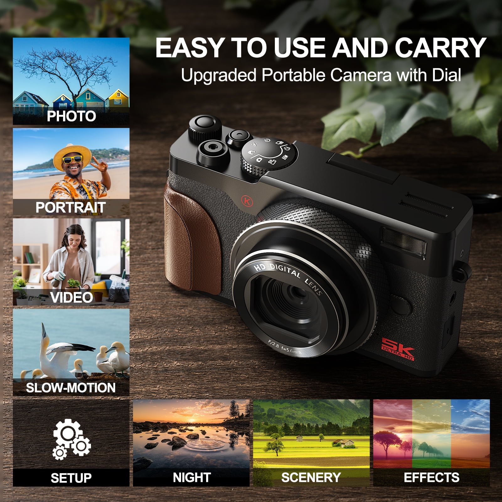 NBD Digital Camera 64MP 5K Autofocus with 180° Flip Screen 18X
