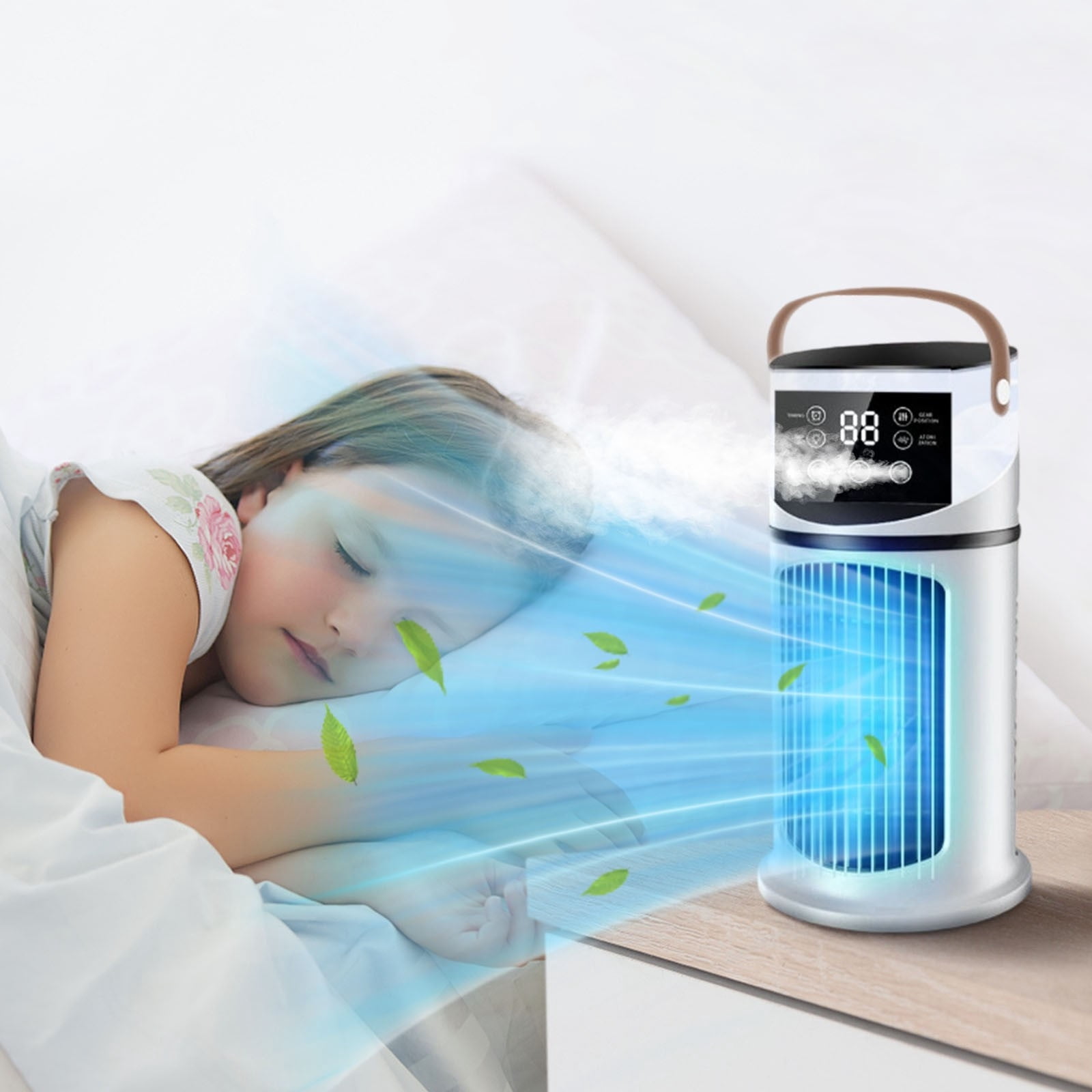 Bfogop Battery Powered Air Conditioner, Rechargeable Small Air Conditioner for Room,Personal Air Cooler, Portable Mini AC Unit Cooling Fan for Camping,Tent,Car,Desktop,Bedroom