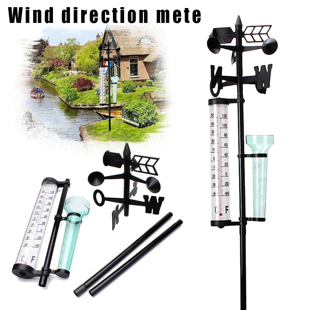 Thethan Garden Outdoor Weather Station Meteorological Measurer Vanes Tool Wind Rain Gauge Thermometer 