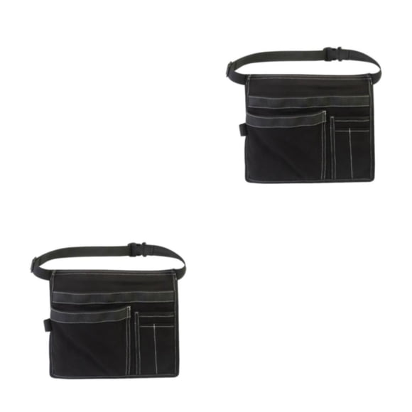 Eigraketly Bolsa de cinturón para general con múltiples bolsillos, duradera y resistente al desgarro, con bolsa para herramientas de 5 bolsillos negro 2Conjunto