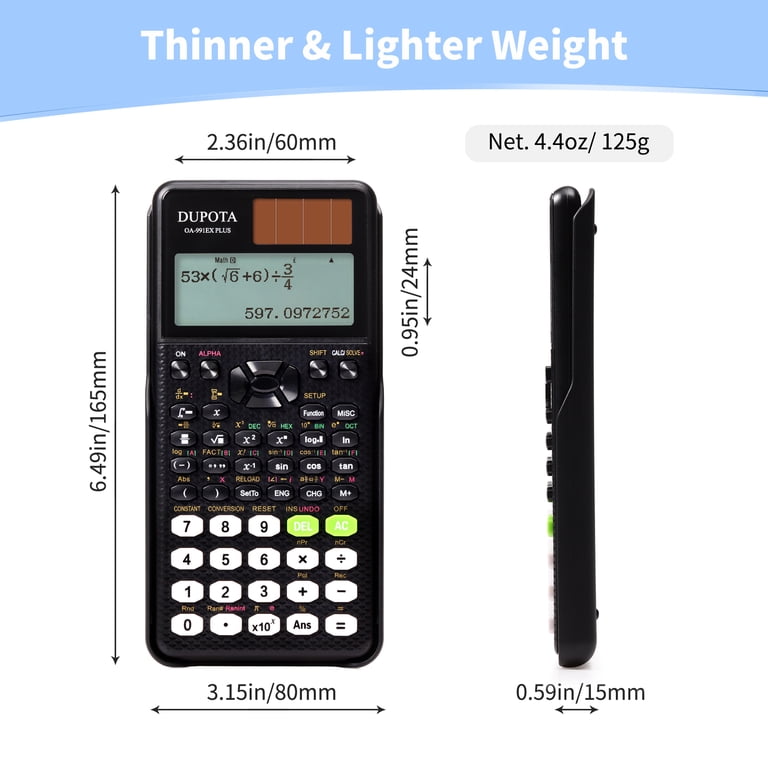 DUPOTA, Scientific Calculator, OA-991EX PLUS, 2-Line Display