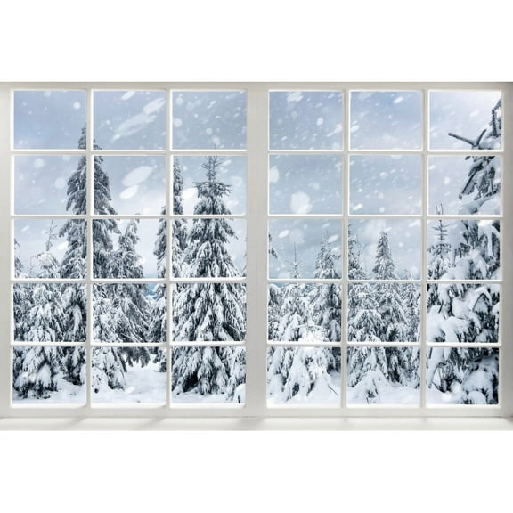 Winter Window Sill Snow Sce Christmas Photo Backdrop Winter Forest Baby Portrait Interior Photography Background Photo Studio