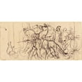 thumbnail image 2 of Eugène Delacroix 14x9 Black Ornate Wood Framed Double Matted Museum Art Print Titled: Charioteers, 2 of 5