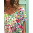 thumbnail image 5 of Ichuanyi Womens Tops Fashion Casual Short Sleeve Printed V-Neck Blouse Plus Size T-Shirt Ladies Tops, 5 of 9