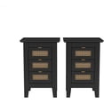 thumbnail image 5 of Wooden Nightstands Set of 2 with Rattan-Woven Surfaces and Three Drawers, Exquisite Elegance with Natural Storage Solutions for Bedroom, 5 of 7