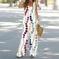 thumbnail image 2 of Mikilon Ensemble Stylé pour Femme 2 Pcs Décontracté Ample Débardeur Imprimé Pantalon Long Sans Manches Col Rond Haut/chemise Ensemble Blanc P, 2 of 5
