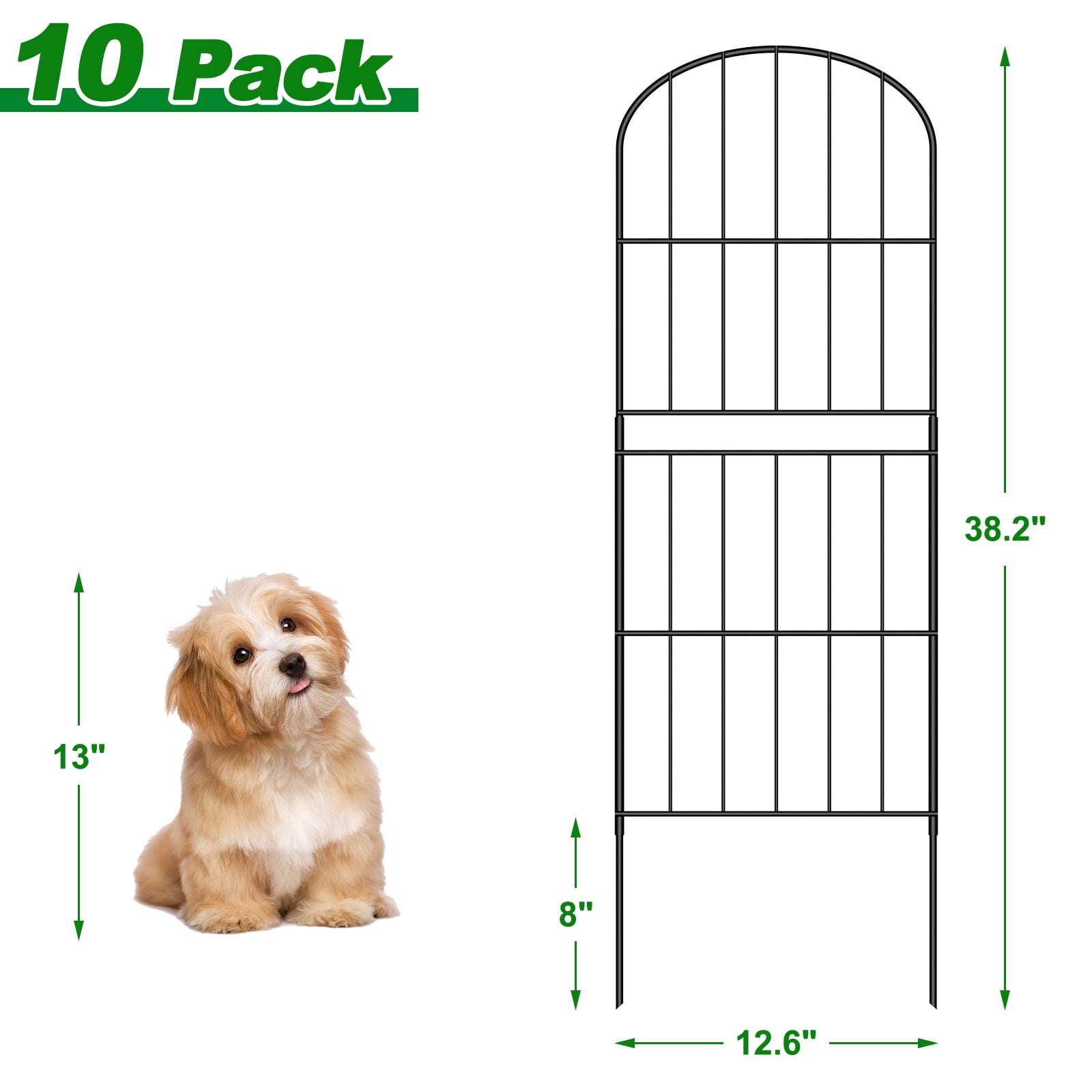 15-Pack Arched Decorative Garden Fence 15FT Total Length, 38.2in×12.6in Black Metal Animal Barrier for Yard Patio Flower Bed