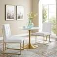 thumbnail image 5 of Modway Privy Gold Stainless Steel Upholstered Fabric Dining Accent Chair Set of 2 in Gold White, 5 of 6