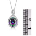 thumbnail image 4 of RYLOS Necklace Sterling Silver 925 Halo Designer Necklace Gemstone &  Diamonds Pendant with 18" Chain 12X10MM Alexandrite June Birthstone Womens Jewelry Silver Necklace, 4 of 8