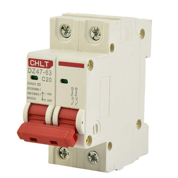 Bgsha DC Circuit Breaker 500V 2 Pole Double MCB Solar PV 10 16 20 32 40 63 Amp