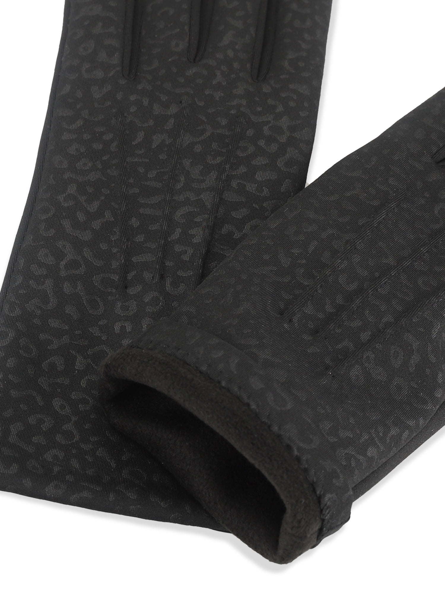 Isotoner Women's Everyday Spandex Gloves with Fleece Lining, Black, L/XL