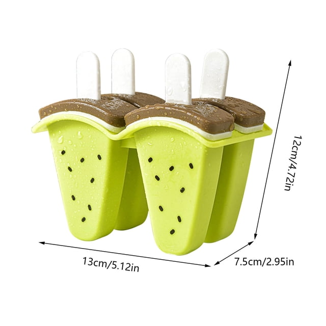 yulier Watermelon Popsicle Molds 6 Pieces, Reusable Ice Pop Mold for Freezer, Ice Pop Maker with Sticks, Easy Release Drip-Proof Homemade Popsicle Ice Cream, Green