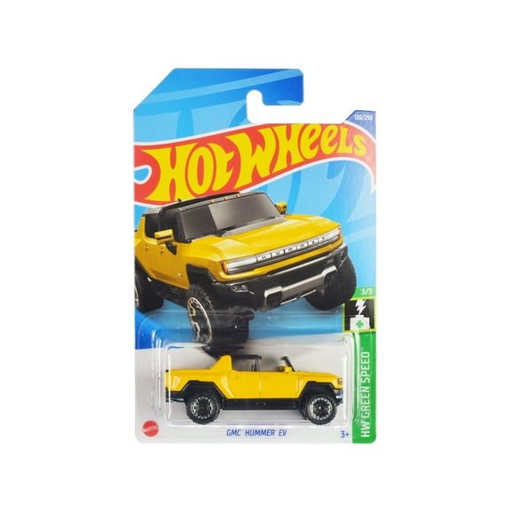 GMC Hummer EV Pickup Truck Yellow with Open Top "HW Green Speed" Series Diecast Model Car by Hot Wheels