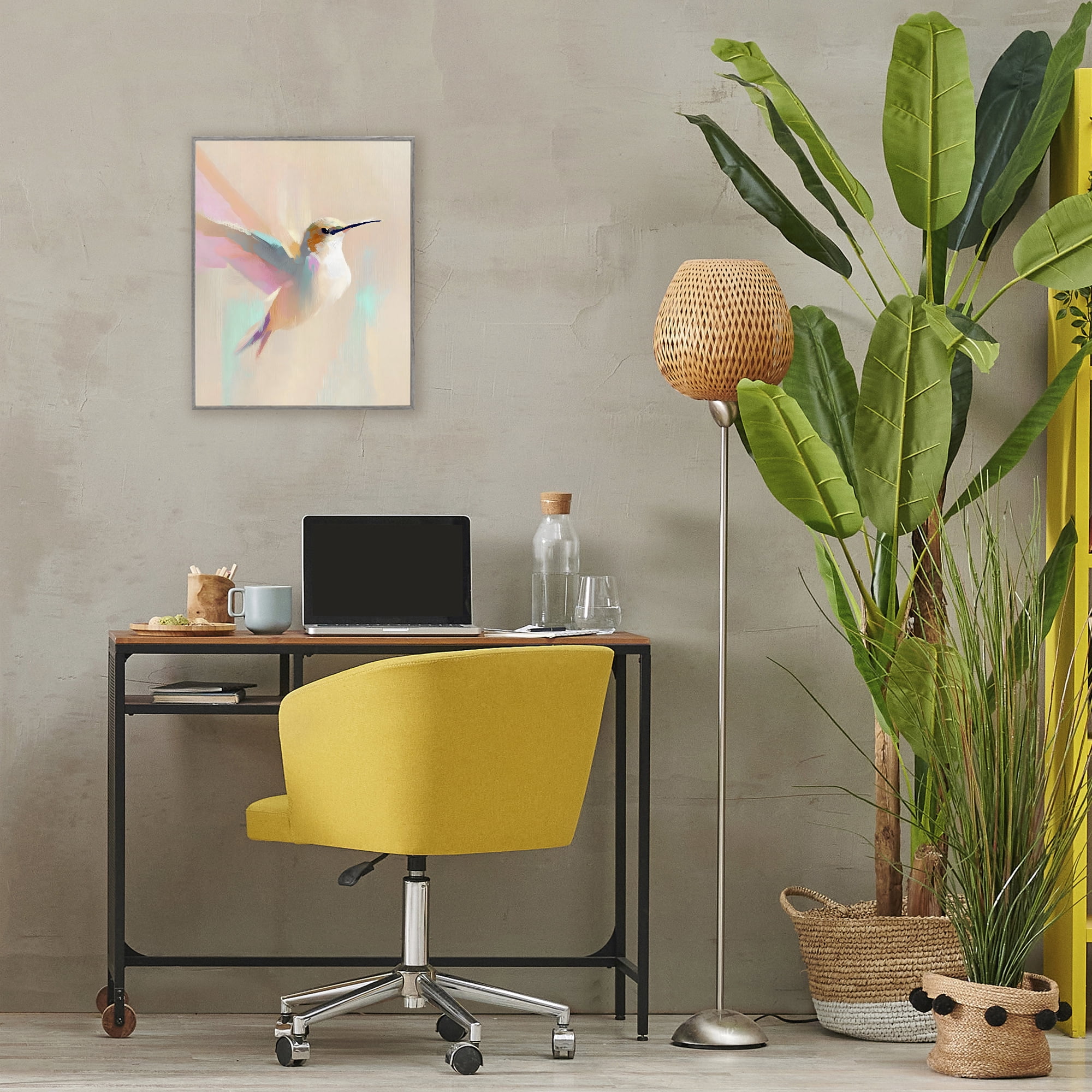Stupell Industries Pastel Hummingbird in Flight Gray Framed Giclee Art, design by The Prints Vibe