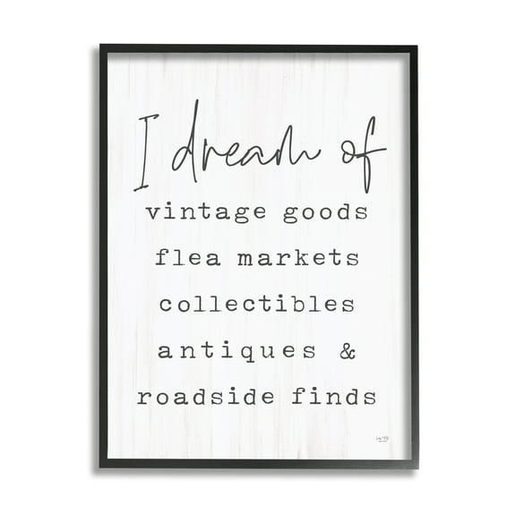 Stupell Industries Dream Of Antiques Phrase Inspirational Painting Black Framed Art Print Wall Art, 11 x 14