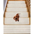 thumbnail image 2 of Vintage Linen Stair Treads Non Slip for Steps Striped Beige Theme Farmhouse 15 Pcs Reusable Adhesive Stair Runner Mats for Dogs Elders Carpet Treads Rugs for Staircase 8x30 In, 2 of 7