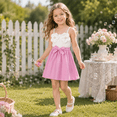 thumbnail image 5 of IPIO Girls Pink and White Spaghetti Strap Party Dress with 3D Flower Appliques and Bow, 5 of 8