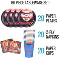 thumbnail image 2 of Silver Buffalo Chucky's Face Party Supplies Set, Party Pack Paper Plates Cups Napkins, 60-Pieces, 2 of 7