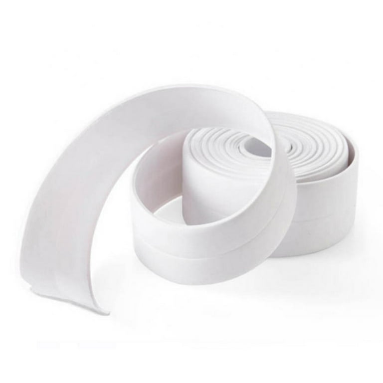 1 Pack Waterproof PVC Caulk Strip Tape Self-Adhesive Sealing for Kitchen Bathroom Toilet Sink Wall 10.5 Feet*1.5 Inches Tika, White