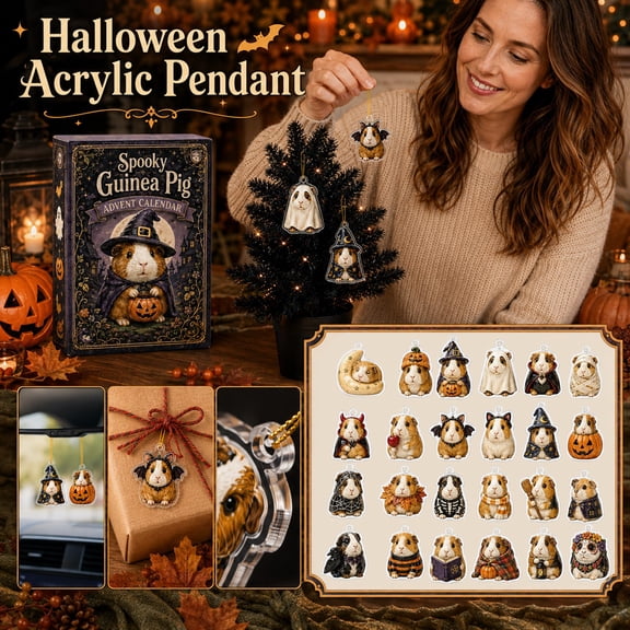 2026 Advent Calendar for Adults, 24 Days Countdown Calendar, 2D Flat Acrylic Spooky Guinea Pig Countdown Pendant Set with Daily Collectible Ornaments, Gifts For Family & Friends