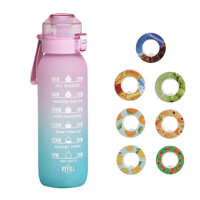 Perfume 1 Liter Bottle, Update Water Bottle Up Set With 7 Capsules Drinking Straw, No Sugar, Outdoor Water Bottle Free