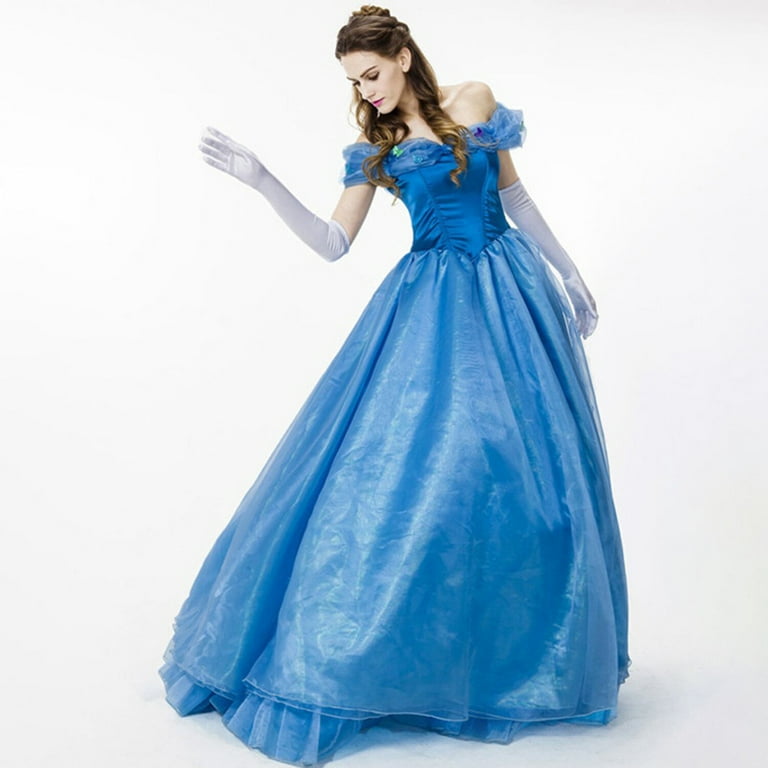 KAWELL Womens Off Shoulder Princess Costume Prom Gown Butterflies Cinderella Dress Long Wedding Dresses with Petticoat, Women's, Size: Large, Blue