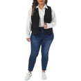 thumbnail image 2 of Agnes Orinda Women's Plus Size Suit Vest Corduroy Lined Waistcoat V Neck Sleeveless Jacket Outerwear Work Blazer with Button 4X Black, 2 of 6