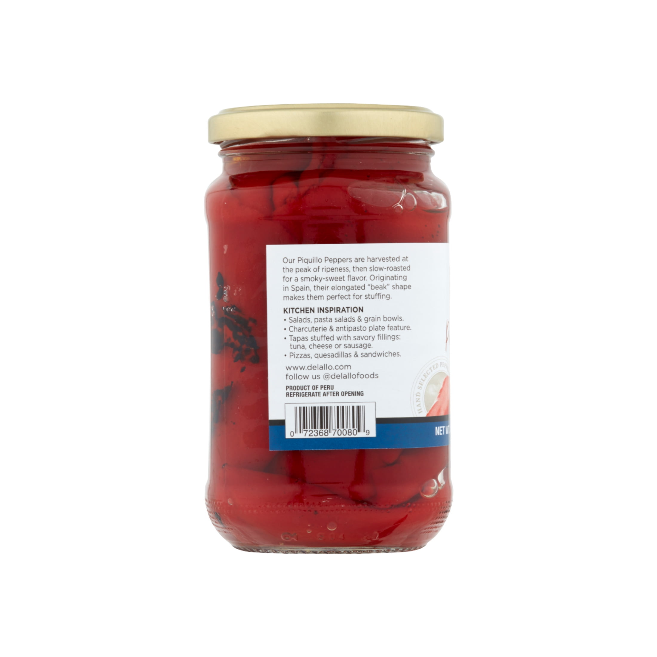 DeLallo Roasted Piquillo Peppers, Non-GMO, Kosher, 12 oz. Jar, (12 Pack)