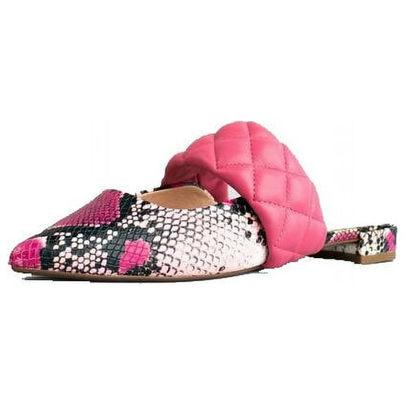 Cecelia New York COBBLER Pointed Toe Slip On Slide Sandals Flat Mules PINK SNAKE