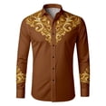 thumbnail image 4 of CONZONE Mens Western Cowboy Buttons Down Shirts Long Sleeve Shirts for Men Trendy Graphic Lapel Soft Lightweight Tops, 4 of 4