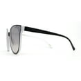 thumbnail image 3 of Womens Stylish Inset Lens Horn Rim Oversize Plastic Sunglasses Black White Silver Mirror, 3 of 4