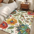 thumbnail image 5 of Bohemia Flowers Washable Area Rugs 3'x5', Color Vintage Pesley Floral Leaf Plant Pattern Low Pile Throw Living Room Rug Non-Slip Sturdy Edge Binding Carpet for Indoor Entryway Bedside Kitchen, 5 of 9