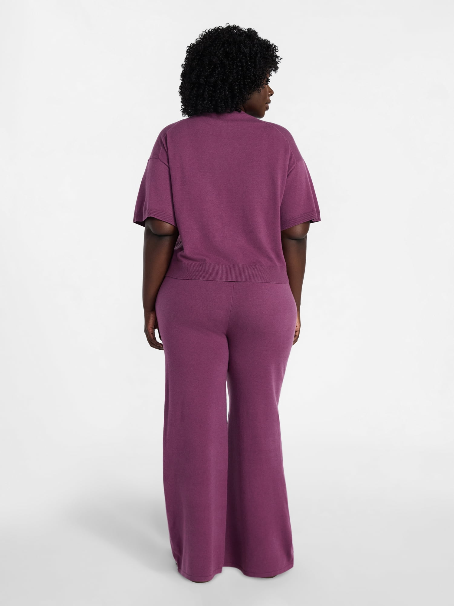 Terra & Sky Women's Plus Size Short Sleeve Sweater and Pants Set, 2-Piece, Sizes 0X-5X