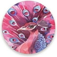thumbnail image 2 of FREEAMG Pink Peacock Coasters for Drinks Set of 2, Absorbent Ceramic Drink Coaster with Cork Base for Wooden Coffee Table, Cool Housewarming Gift for Home Decor, 2 of 5