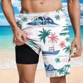 thumbnail image 2 of Brnmxoke Compression Lined Shorts Men Summer Funny Graphic Quick Dry Athletic Hawaii Swim Trunks 2 In 1 Drawstring Elastic Waist Beach Shorts Multicolor,M, 2 of 9