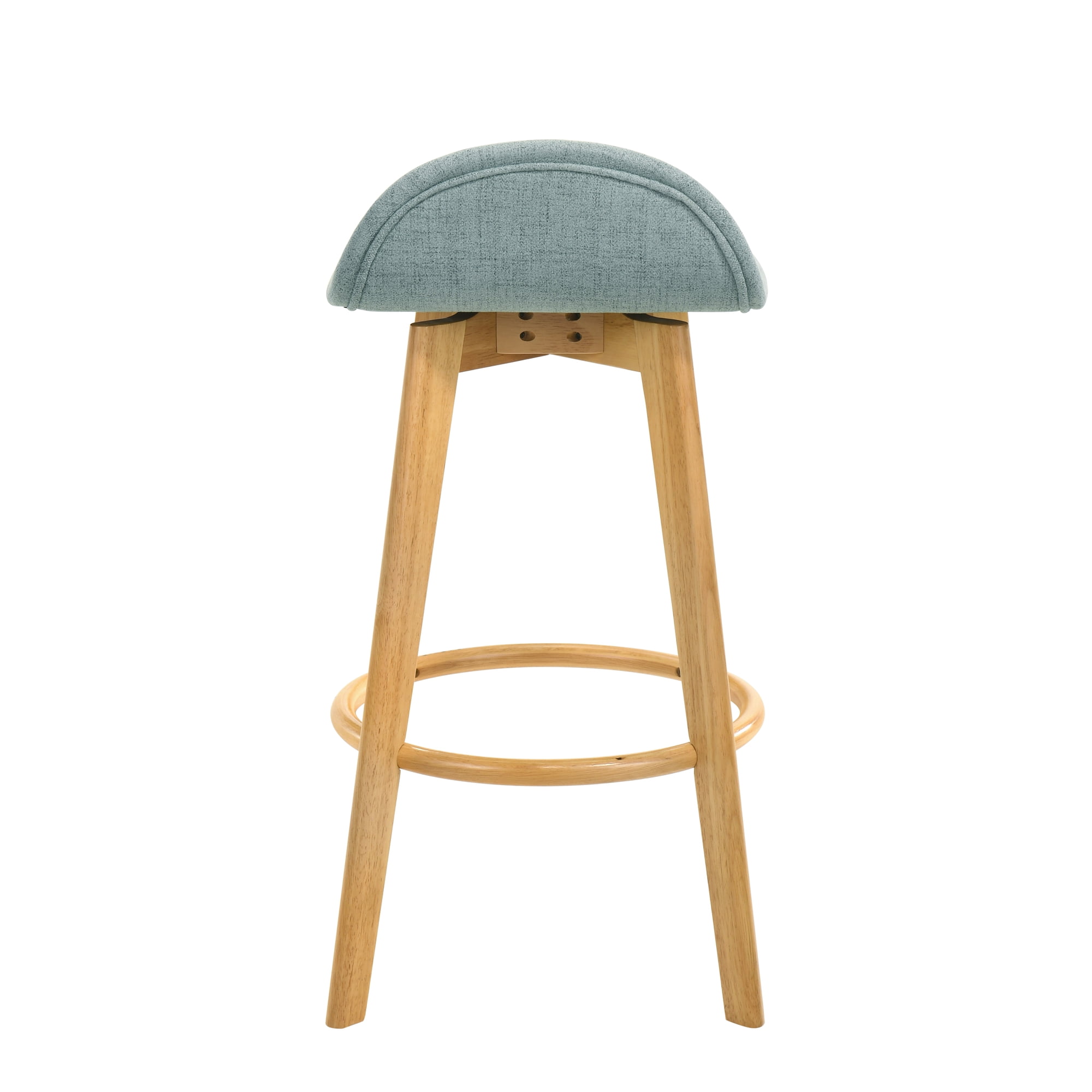 Vera Upholstered Wood Counter Height Barstool in Natural Finish with Teal Seat - Set of 6
