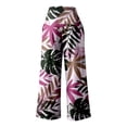 thumbnail image 5 of Women's Pants with Pockets Long High Waist Summer Print Wide Leg Leisurely Elastic Pink Loose Pants for Women XL, 5 of 5