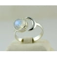 thumbnail image 2 of Navya Craft Rainbow Moonstone Round 925 Sterling Silver Handmade Women Statement Crescent Moon Ring Size 7.5, 2 of 4
