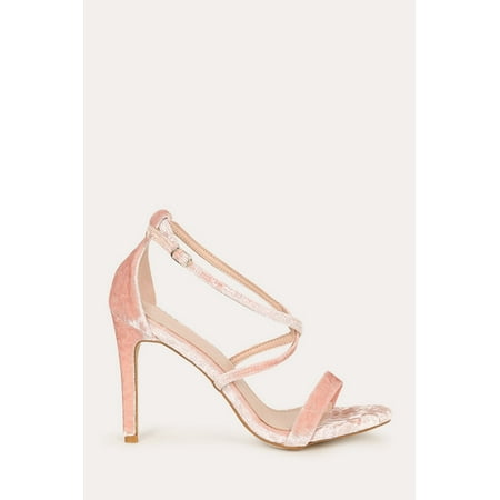 

Lov Mark Open Toe Velvet Criss Cross Strap Heel Color: Pink Velvet Size: 9