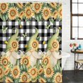 thumbnail image 2 of Sunflower Gnomes Shower Curtain, Waterproof Shower Curtains for Bathroom, Black Plaid Eucalyptus Leaf Butterfly Washable Fabric Bathtub Curtain Set Bath Decor with 12 Hooks Standard 72"x72", 2 of 8