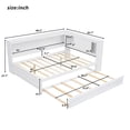 thumbnail image 2 of YDSM Full Size Wood Daybed with Storage Shelves, USB, LED, and Trundle, White, 2 of 8